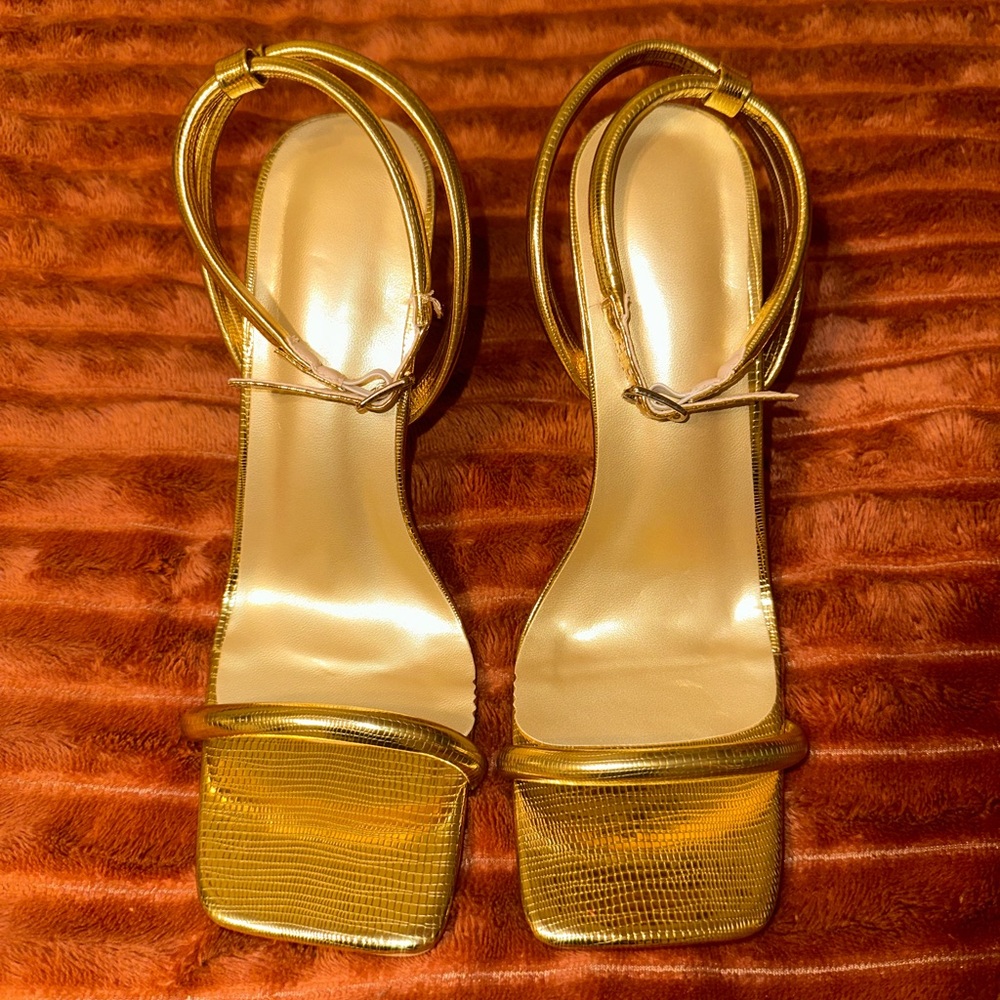 SHEIN Gold Strappy Heels